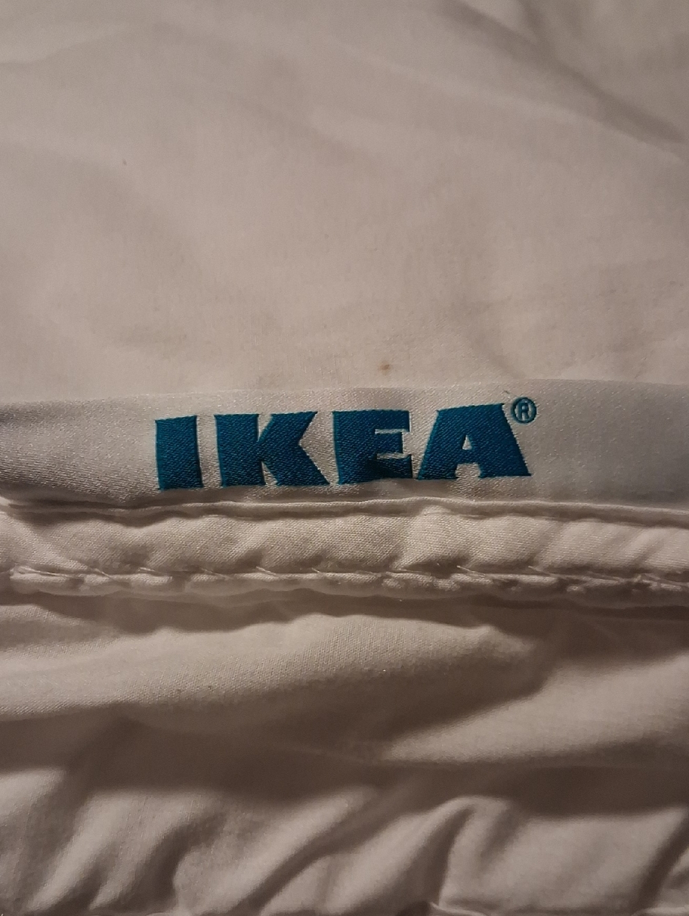 Two (2) IKEA White DOWN TWIN  Bedding with Teal Blue Logo Trim